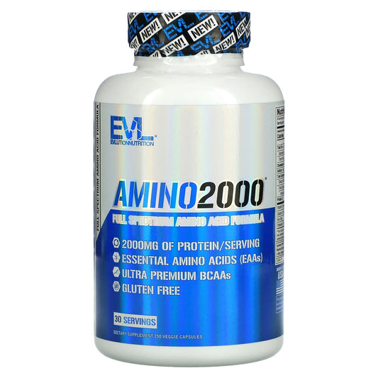 حبوب امينو 2000 إبفلوشن نوتريشن لبناء العضلات Amino 2000 EVLution Nutrition 150 كبسولة