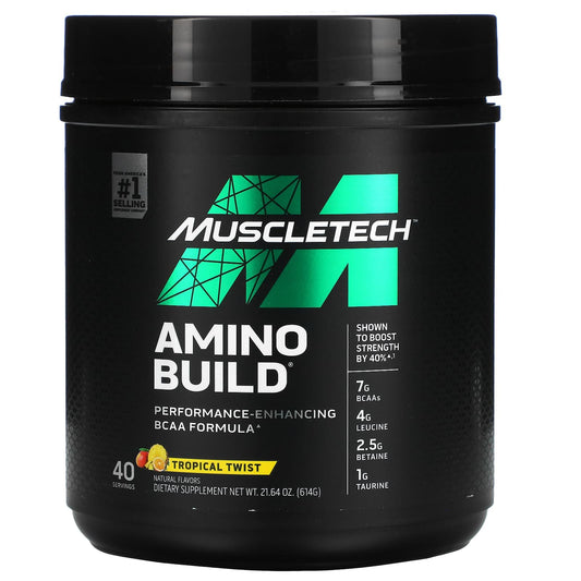 مكمل امينو بيلد مسل تك مزيج من الفواكه الاستوائية لبناء العضلات Muscletech Amino Build حجم 21.64 أونصة (614 جم)