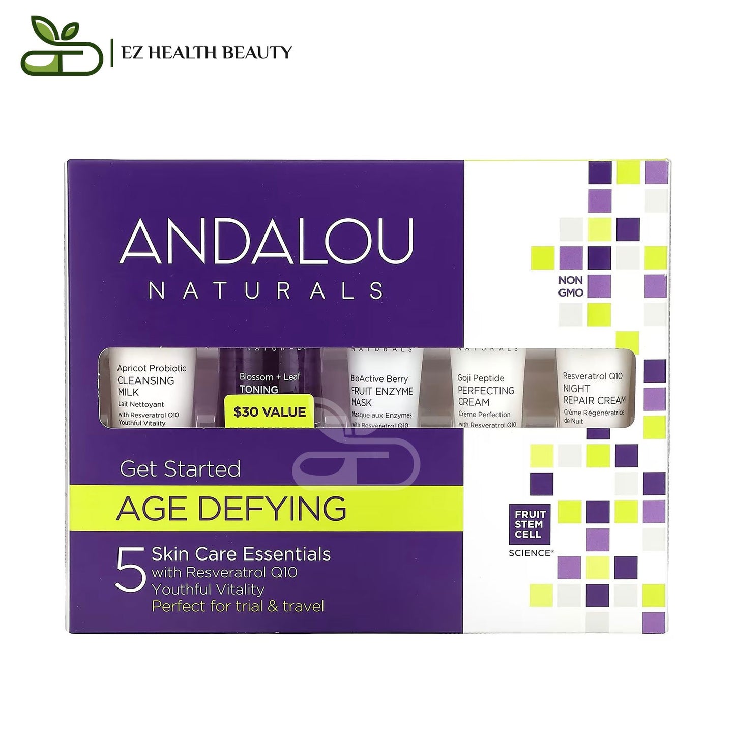 اندالو ناتورالز مجموعة عناية بالبشرة والتخلص من التجاعيد 5 منتجات - Andalou Naturals, Get Started, Age Defying, Skin Care Essentials, 5 Piece Kit