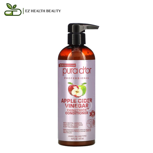 Thin2Thick Apple Cider Vinegar Conditioner Fortifies Hair And Scalp Pura D'or 16 fl oz (473 ml)