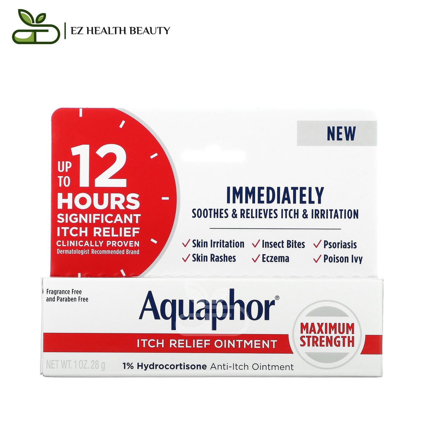 Aquaphor Itch Relief Ointment Maximum Strength Fragrance Free 1 oz (28 g)