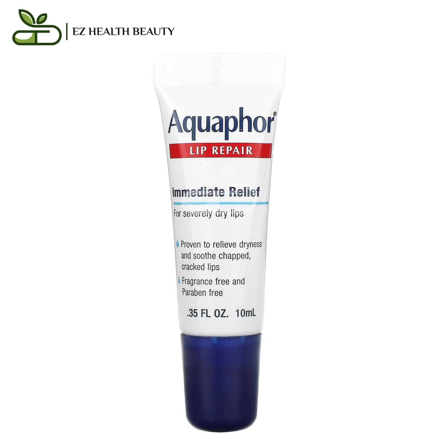 مرهم اكوافور للشفايف للعناية بالشفاه الجافة والمتشققة 10 مل (0.35 اونصة) Aquaphor lip repair immediate relief fragrance free