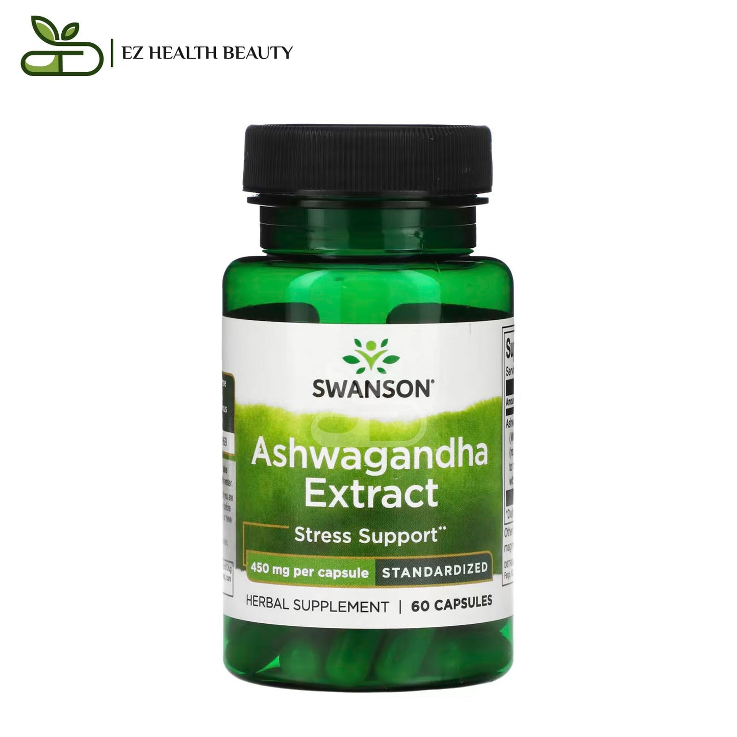 Ashwagandha Extract Supplement To Support Nervous System Health Standardized Swanson 450 mg 60 Capsules