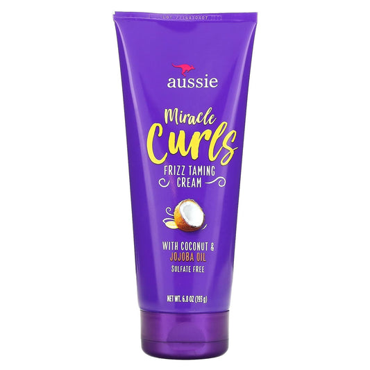 Aussie Miracle Curls Frizz Taming Cream with Coconut &amp; Jojoba Oil 6.8 oz (193 g)