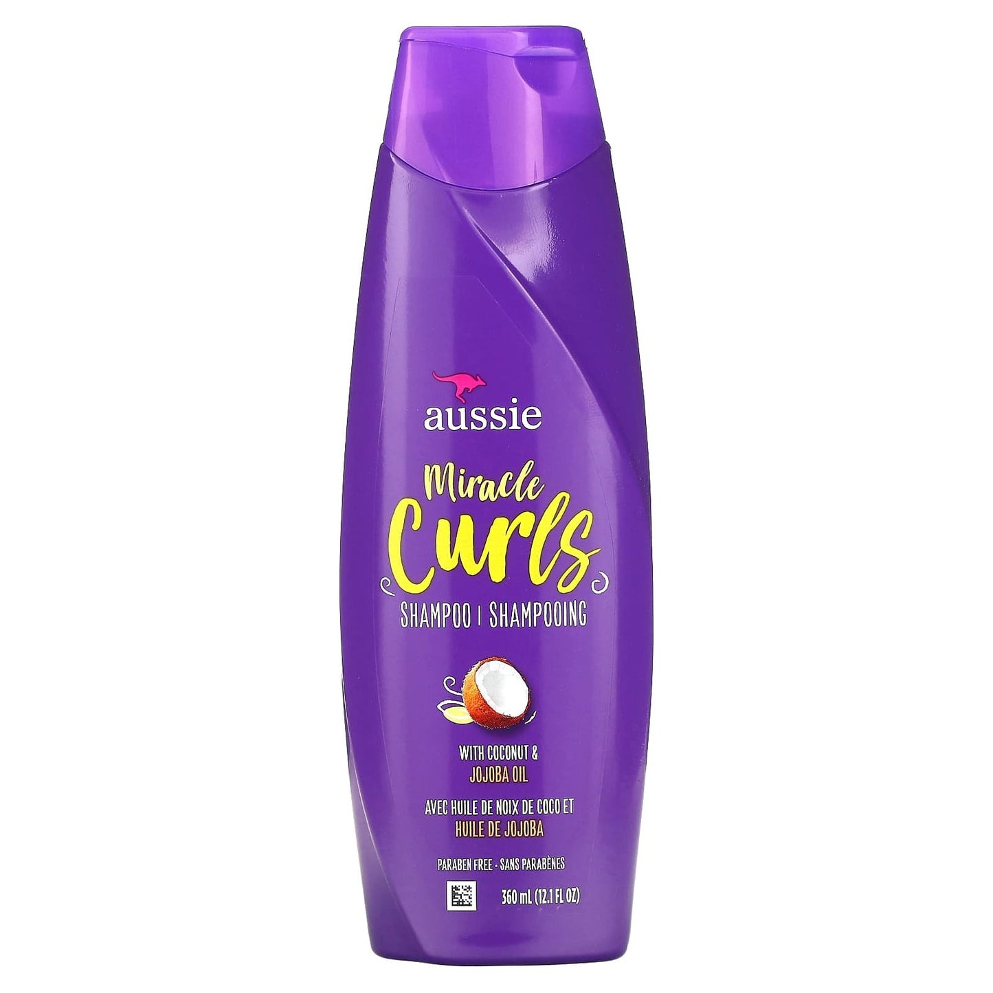 Aussie Miracle Curls Shampoo with Coconut &amp; Jojoba Oil hair softness enhancer - 12.1 fl oz (360 ml)