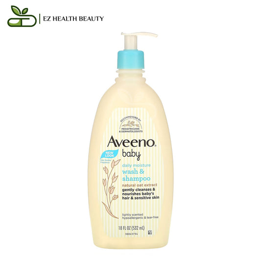 شامبو افينو للأطفال لتنظيف وترطيب الجسم 18 أونصة سائلة (532 مل) Aveeno baby daily moisture wash and shampoo