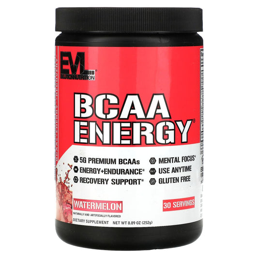 مكمل bcaa energy لزيادة الطاقة من EVLution Nutrition، نكهة البطيخ، 8.89 أونصة (252 جم)