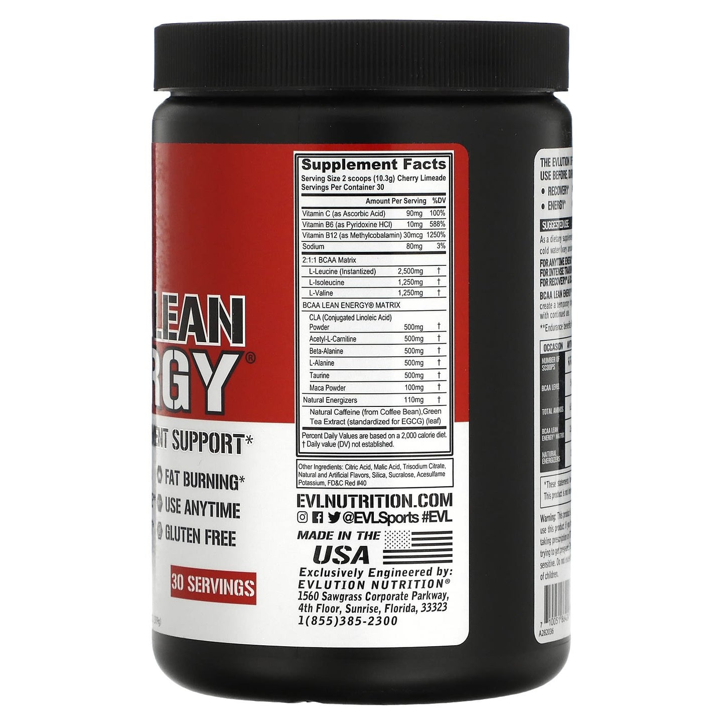 EVLution Nutrition BCAA LEAN ENERGY Cherry Limeade 10.90 oz (309 g)