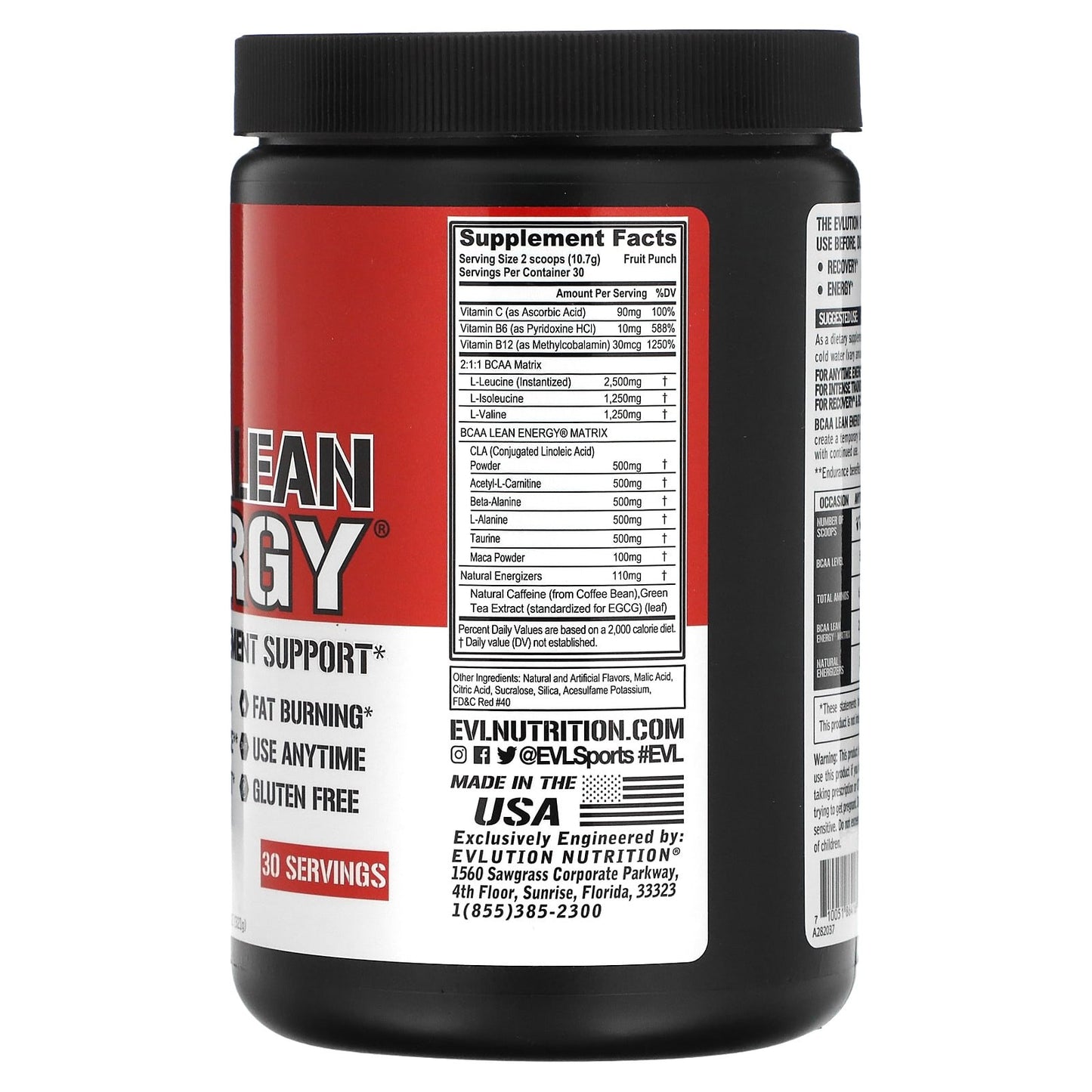 BCAA مكمل غذائي لبناء العضلات إيفلوشن نوتريشن BCAA LEAN ENERGY بنكهة كوكتيل فواكه 321 جم