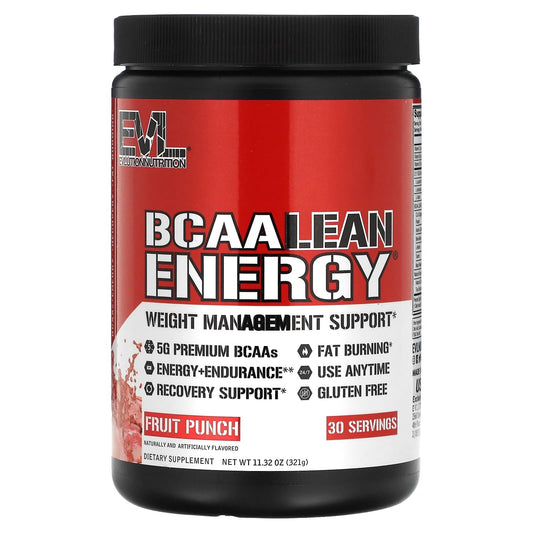 BCAA مكمل غذائي لبناء العضلات إيفلوشن نوتريشن BCAA LEAN ENERGY بنكهة كوكتيل فواكه 321 جم