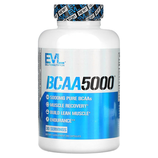 كبسولات bcaa5000 لكمال الأجسام من إيفلوشن نوتريشن 240 كبسولة