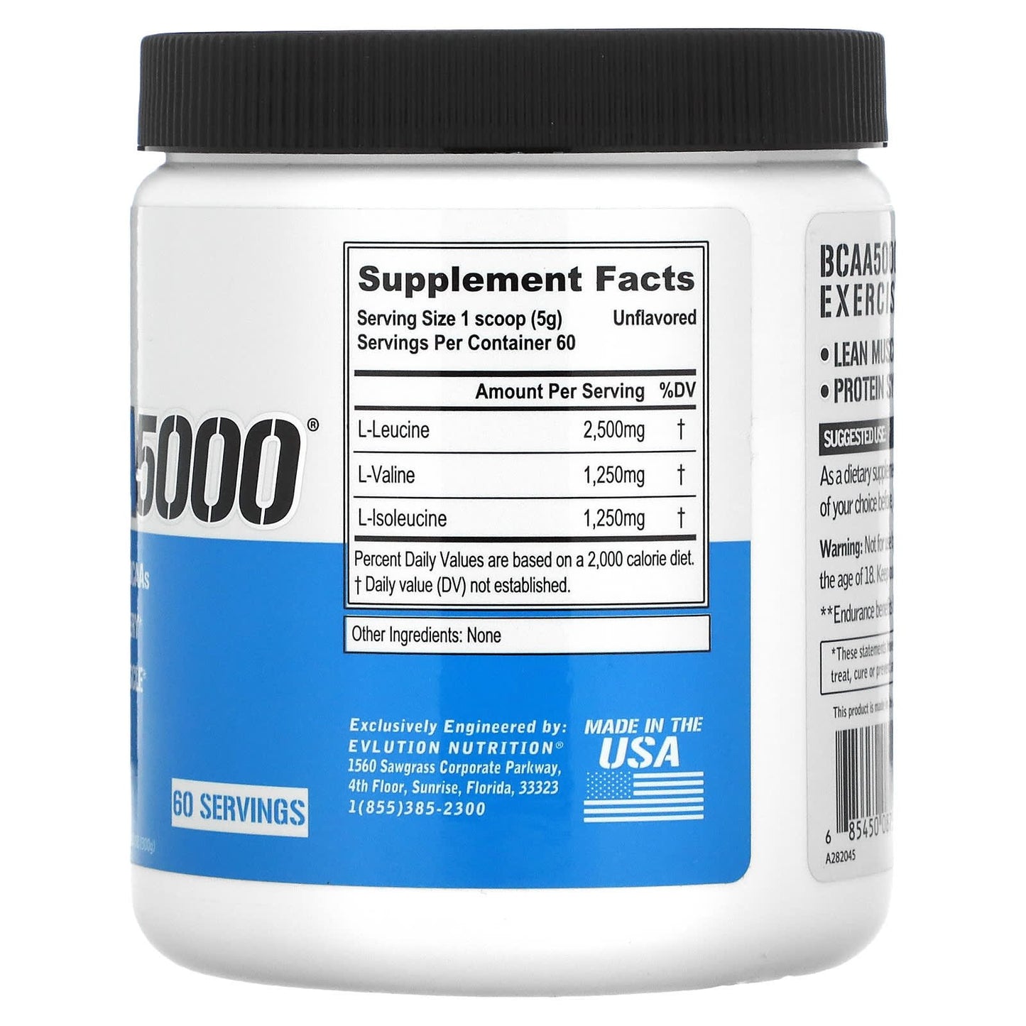 مكمل bcaa 5000 من EVLution Nutrition، بدون نكهات، 10.58 أونصة (300 جم)