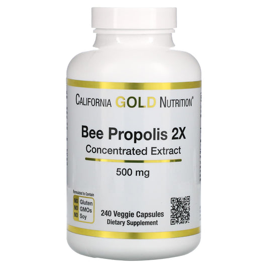 California Gold Nutrition Bee Propolis 2X Concentrated Extract  500 mg - 240 Veggie Caps