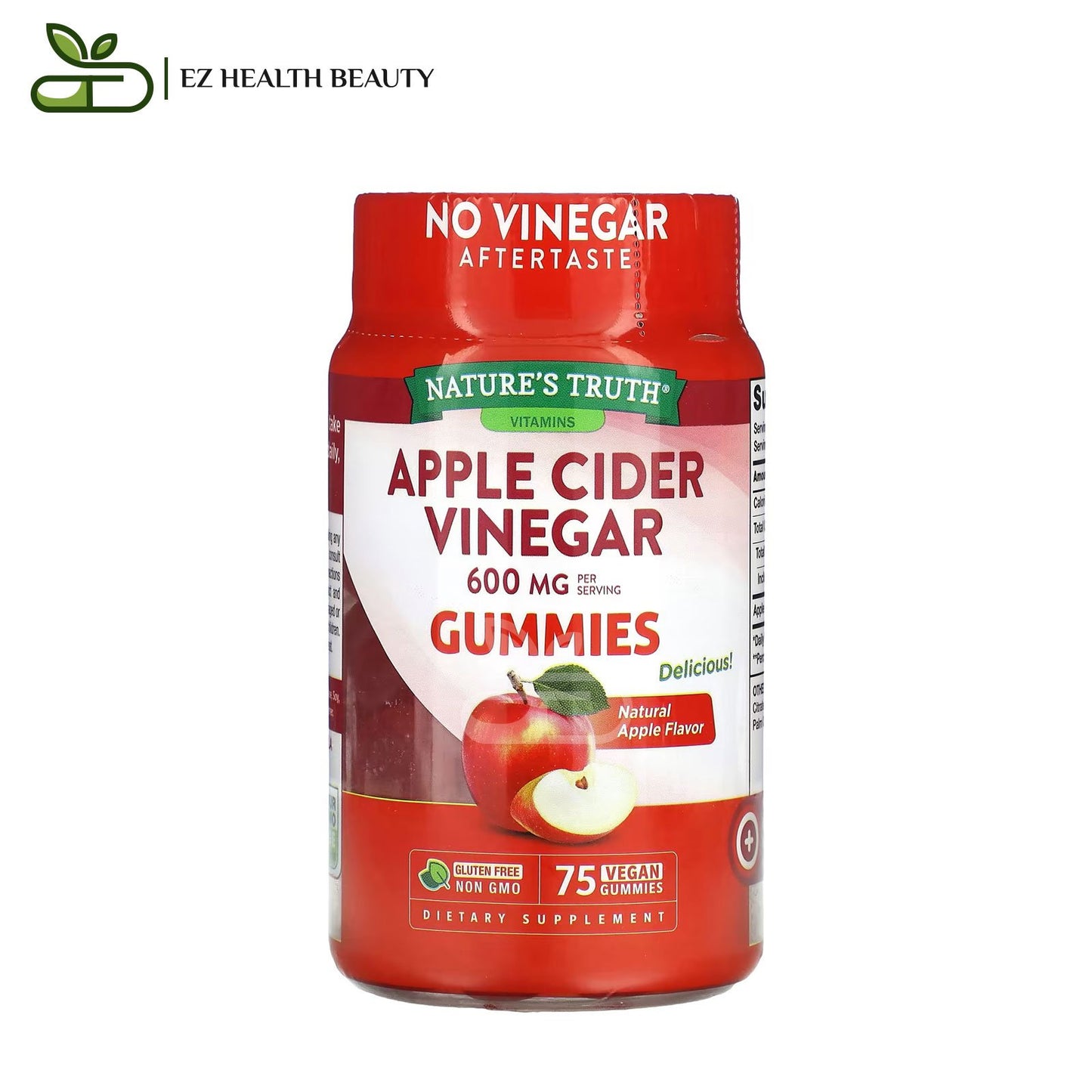 علكة خل تفاح عضوي للتخسيس 600 مجم 75 علكة Apple Cider Vinegar Gummies Nature's Truth