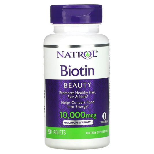 Natrol Biotin10,000 mcg for healthy hair skin and nails 200 Tablets