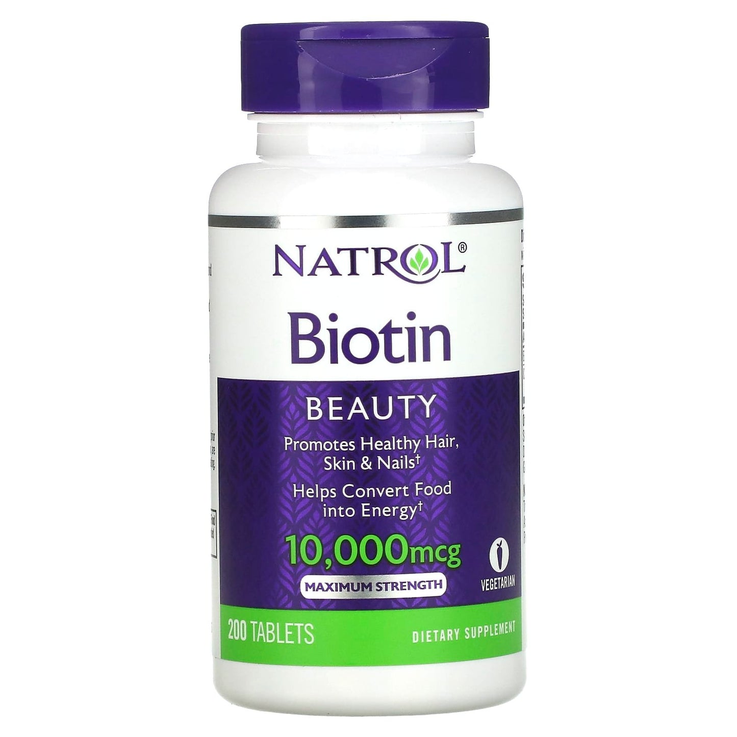 حبوب بيوتين 10000 لتحسين صحة الشعر والبشرة والأظافر 200 قرص Natrol biotin 10000