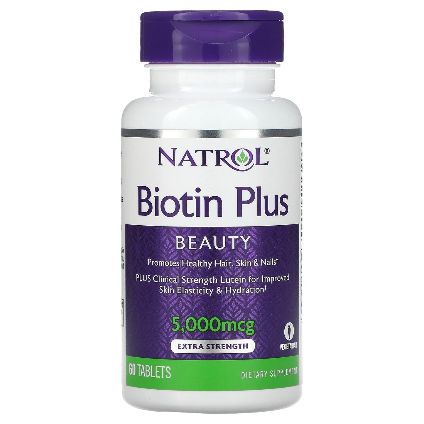 Natrol biotin plus tablets for hair growth - 60 Tablets 5000 mcg