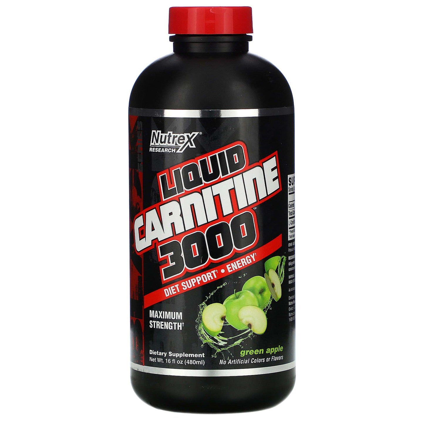 Nutrex Research Liquid Carnitine 3000 with green apple for diet support - 16 fl oz (480 ml)