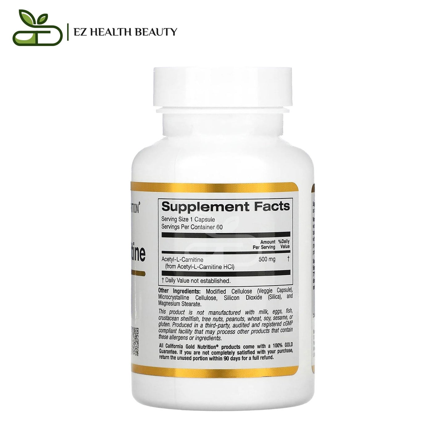 اسيتيل ال كارنيتين كبسولات لدعم الطاقة 500 مجم 60 كبسولة Acetyl-L-Carnitine California Gold Nutrition