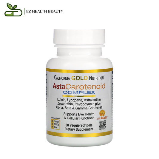 AstaCarotenoid Complex For Eye Health Lutein Lycopene Astaxanthin Complex California Gold Nutrition 30 Veggie Softgels