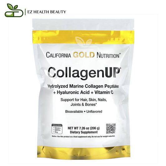 CollagenUP Hydrolyzed Marine Collagen Peptides with Hyaluronic Acid and Vitamin C To Support Hair, Skin, Nails, Joints And Bones Unflavored California Gold Nutrition 7.26 oz (206 g)