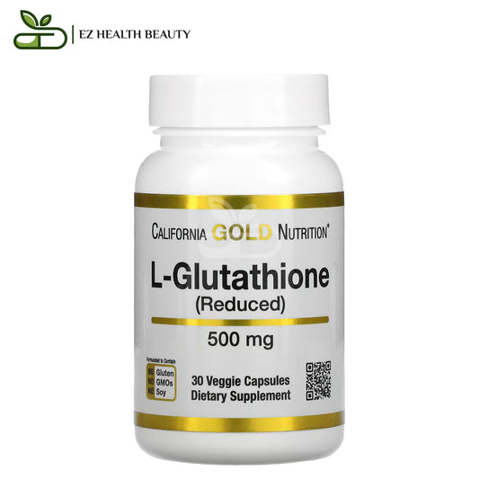 California Gold Nutrition L-Glutathione (Reduced) 500 mg, 30 Veggie Capsules to support immune system