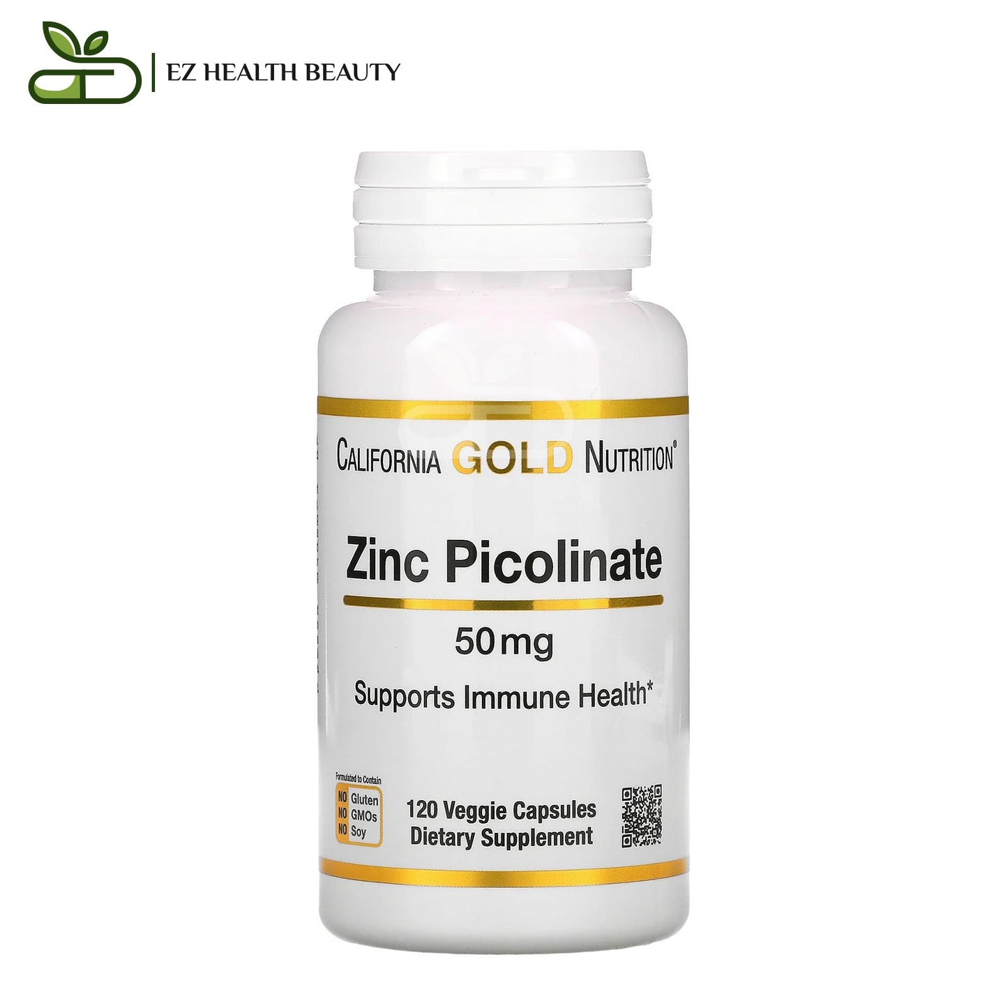 حبوب بيكولينات الزنك لدعم المناعة 50 مجم 120 كبسولة Zinc Picolinate California Gold Nutrition