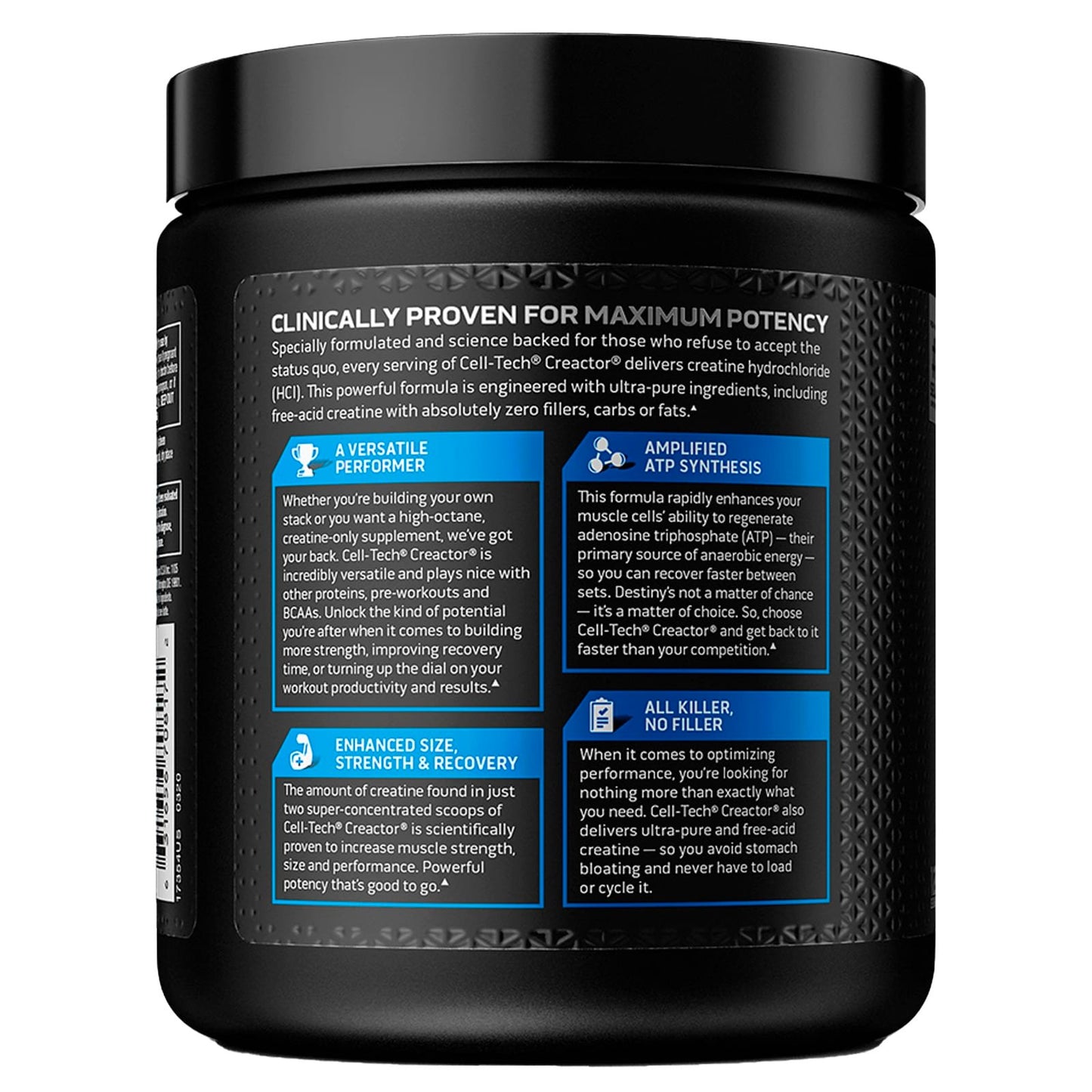 MuscleTech cell tech creactor creatine HCL and free, acid Creatine for muscle growth - Unflavored - 8.30 oz (235 g)