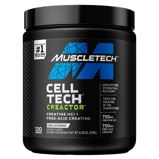 MuscleTech cell tech creactor creatine HCL and free, acid Creatine for muscle growth - Unflavored - 8.30 oz (235 g)