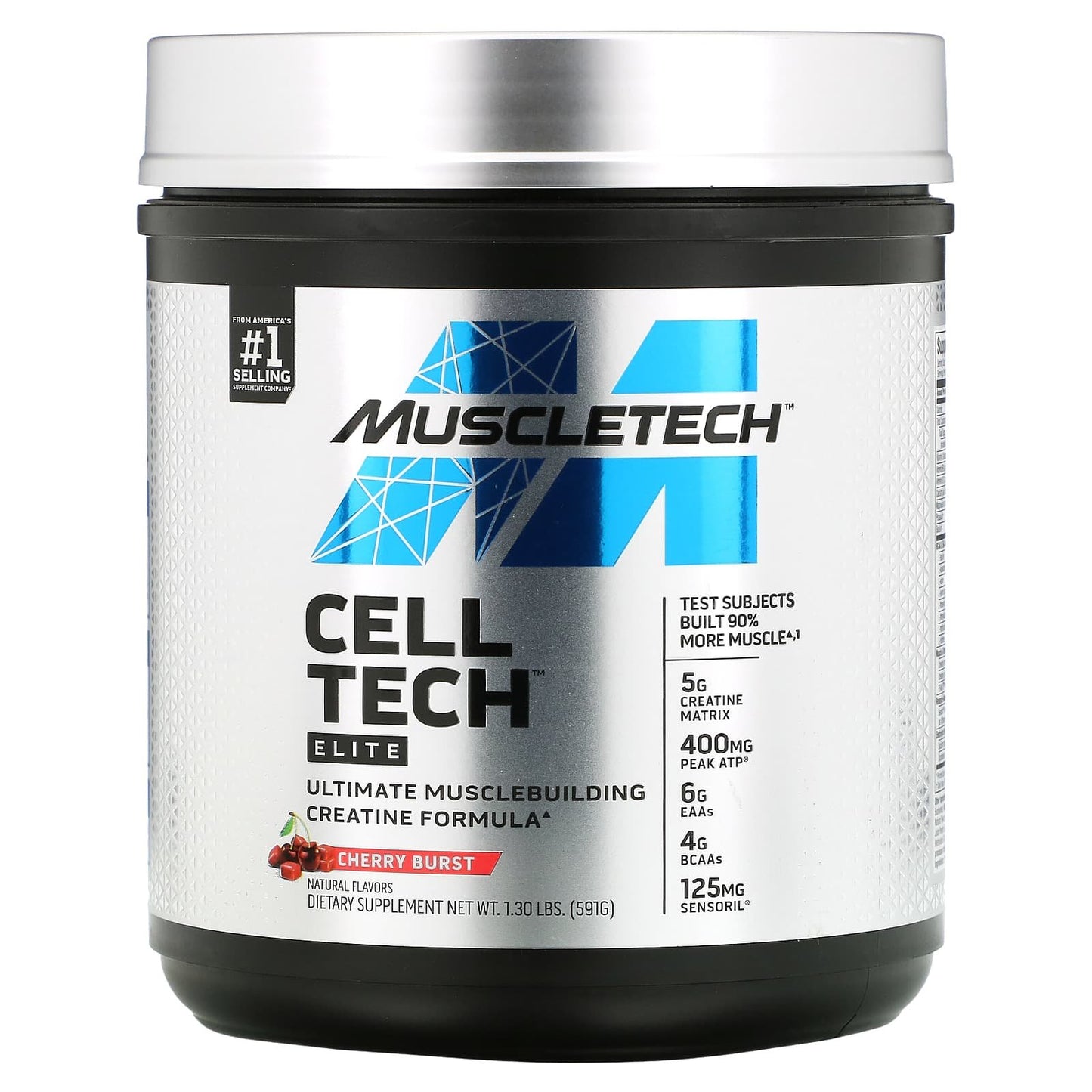 MuscleTech Cell Tech Elite creatine powder for muscle building with cherry burst flavour - 1.3 lbs (591 g)