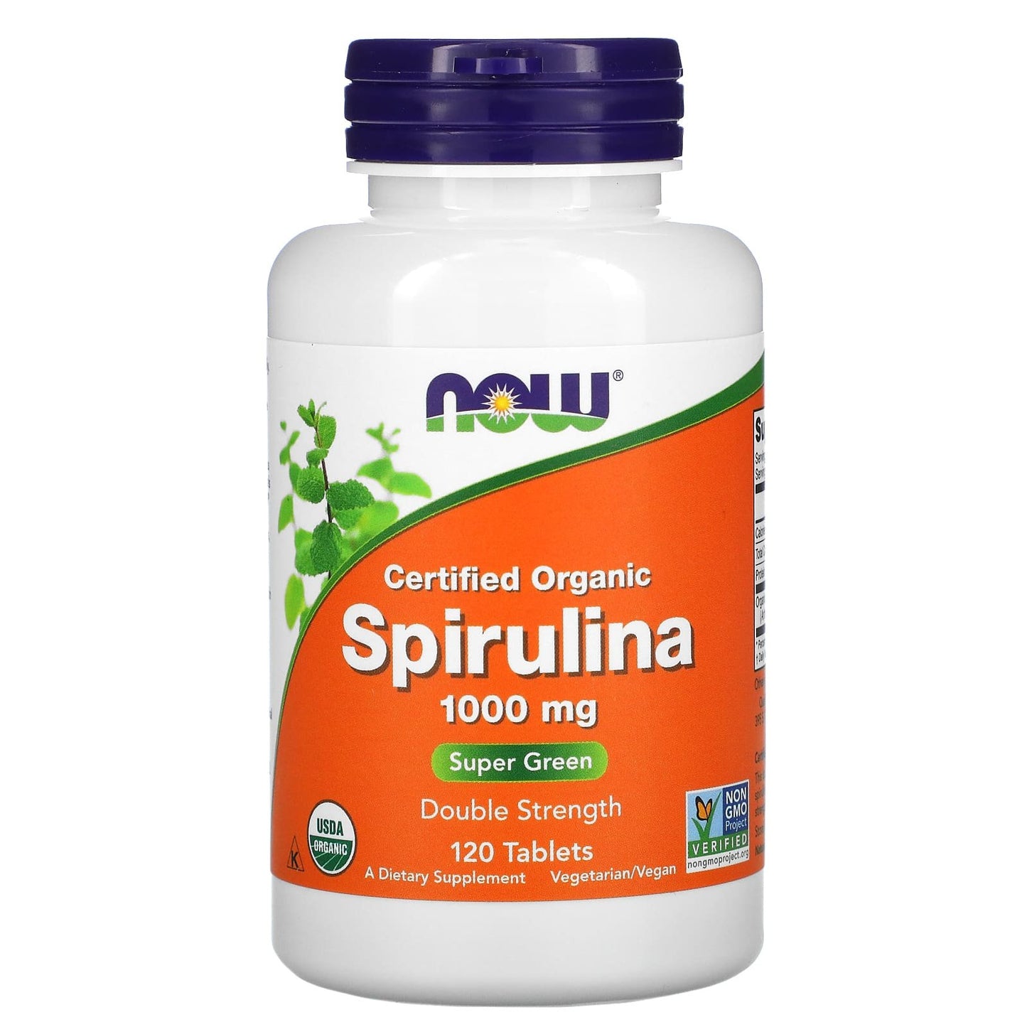 NOW Foods Certified Organic Spirulina super green 1000 mg - 120 Tablets