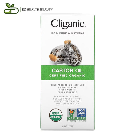 Cliganic castor oil for hair growth, skin moisturising, and lashes strengthening - 473 ml