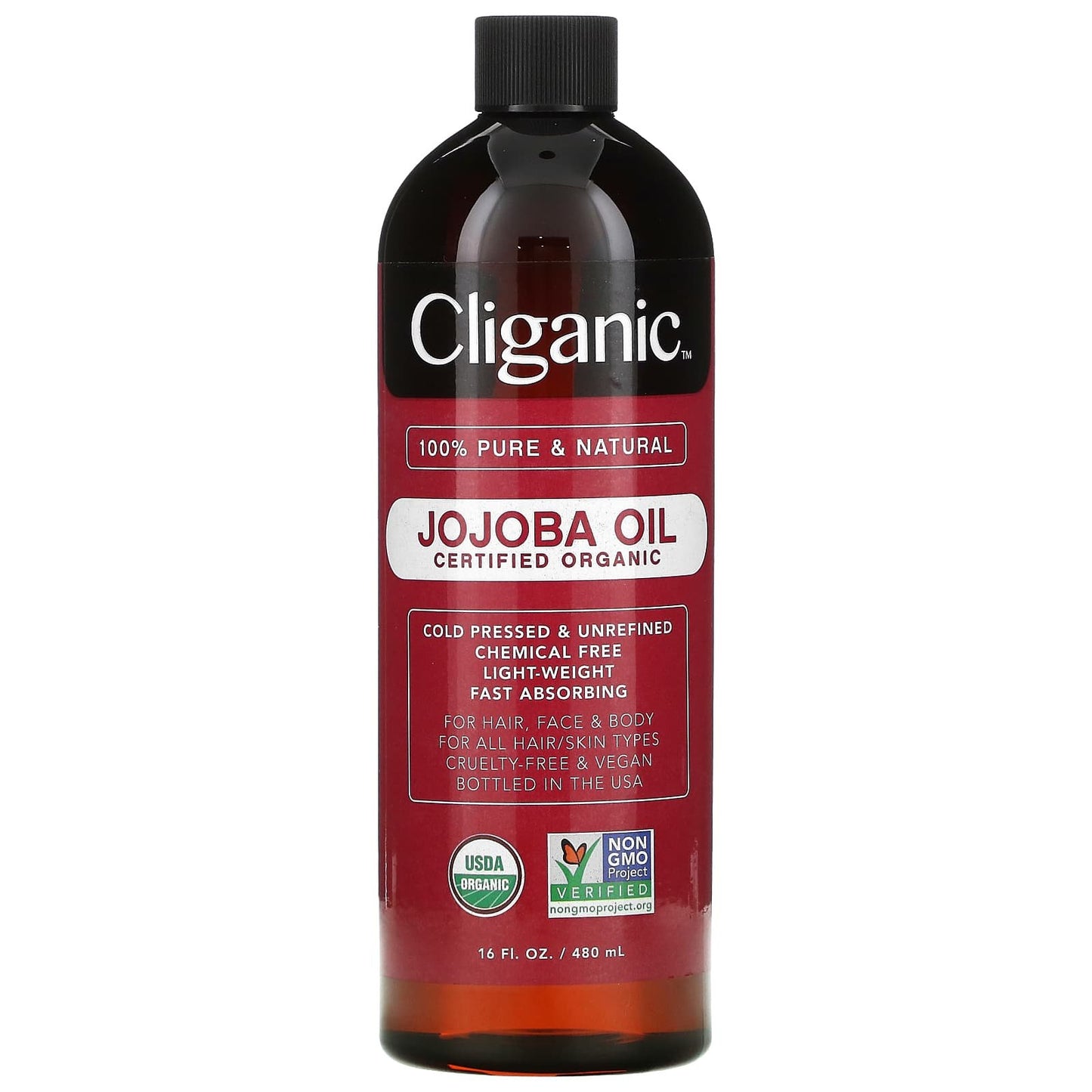 جوجوبا اويل كليغانيك للعناية بالشعر والبشرة والأظافر 473 مل Cliganic Jojoba Oil