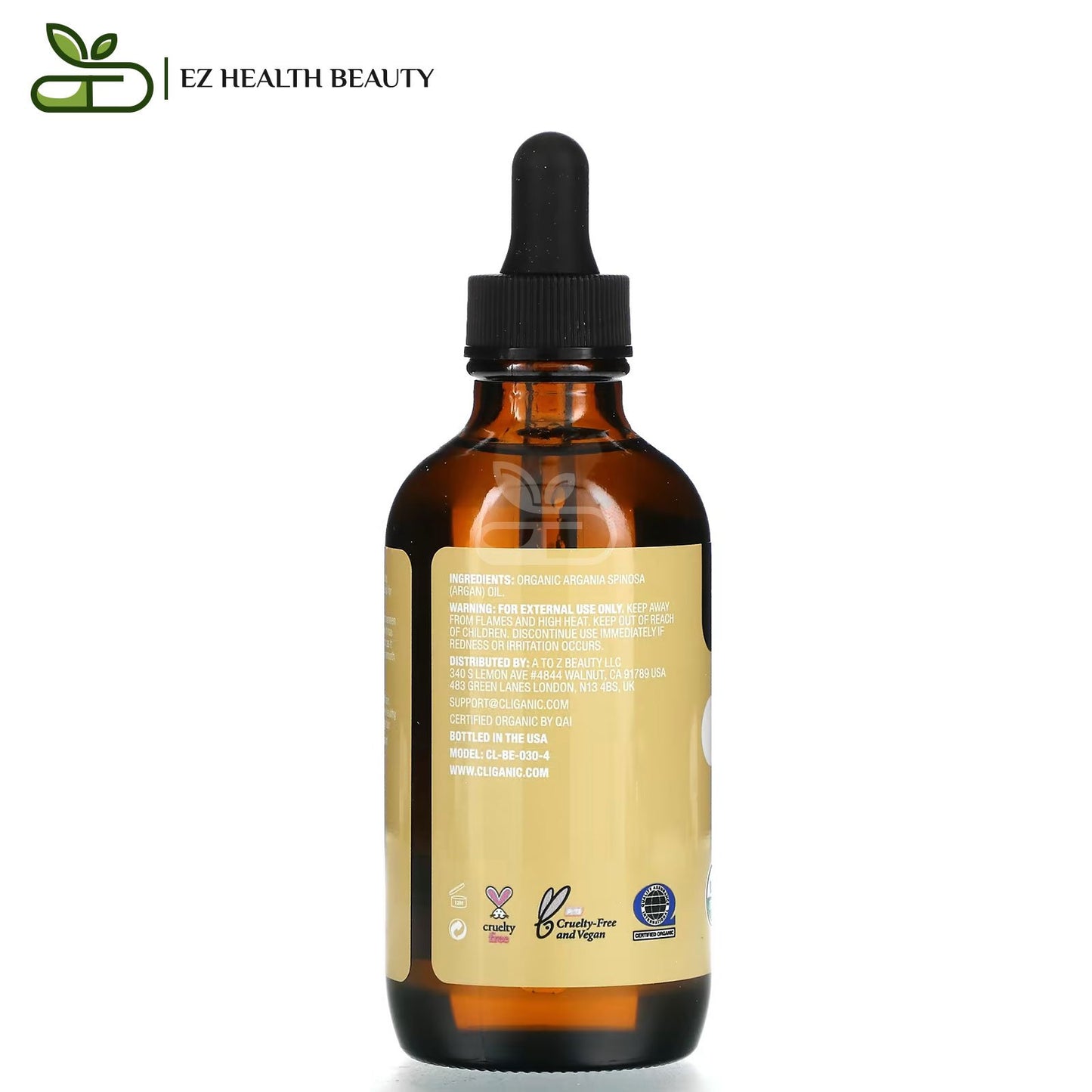 زيت الأرجان المغربي الأصلي كليغانيك للشعر والبشرة 120 مل Cliganic 100% pure and natural argan oil