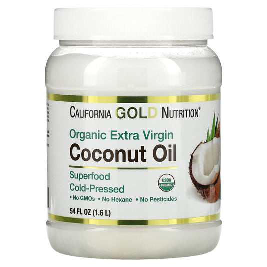 California Gold Nutrition cold pressed Organic Virgin Coconut Oil for hair and skin - 54 fl oz (1.6 L)