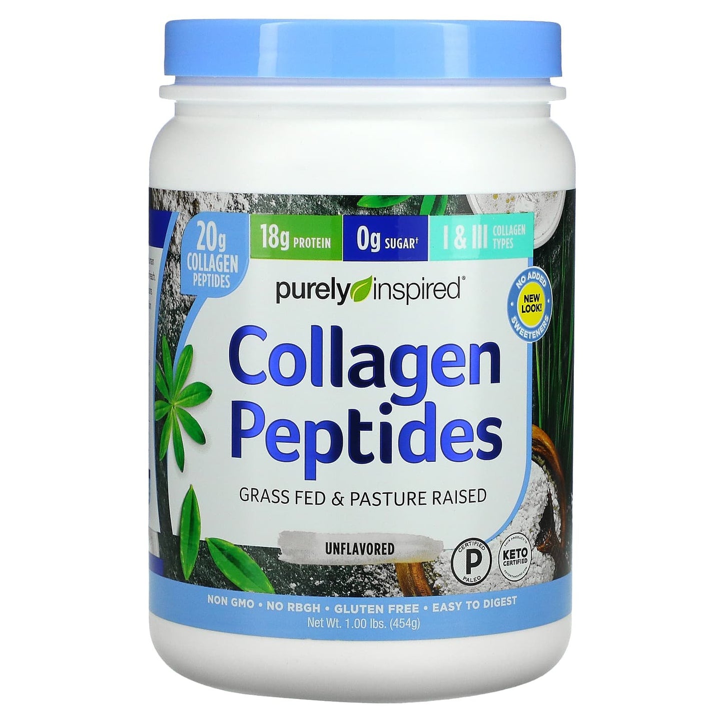 مکمل collagen peptides ببتيدات الكولاجين بيورلي إنسبايرد خالي من النكهات - 1 رطل (454 جم)