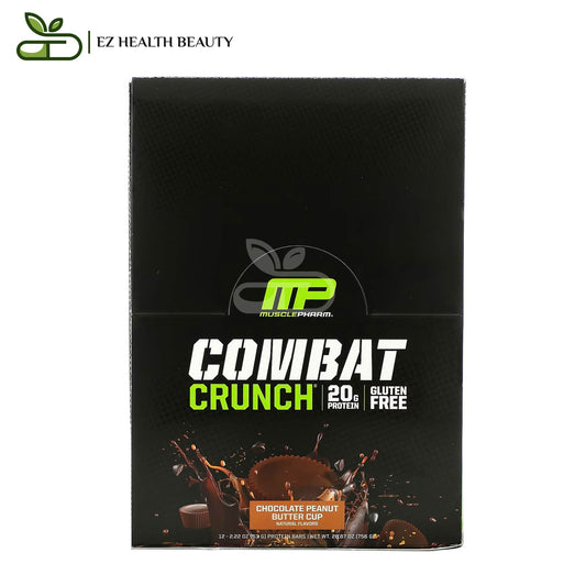 Combat Crunch Protein Bars Muscle Support Chocolate Peanut Butter Cup Musclepharm 12 Bars 63 g Each