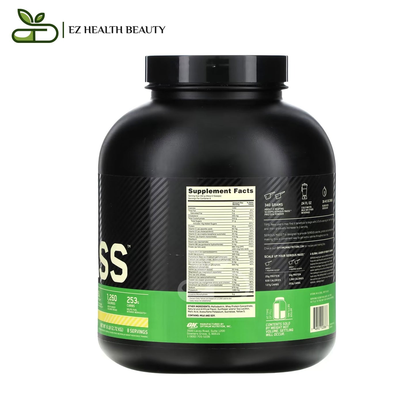 Supplement Serious Mass Protein Powder Banana Optimum Nutrition (2.72 kg)