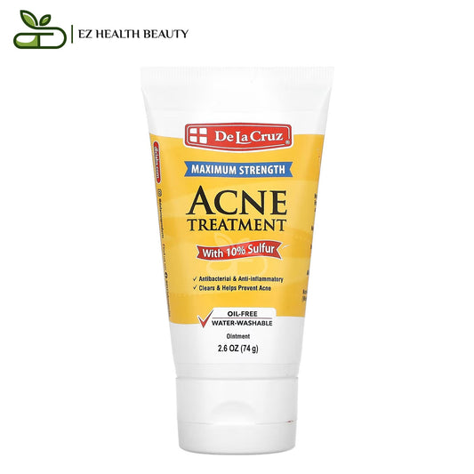 de la cruz مرهم الكبريت لعلاج حب الشباب 74 جم De La Cruz Acne Treatment Ointment with 10% Sulfur Maximum Strength