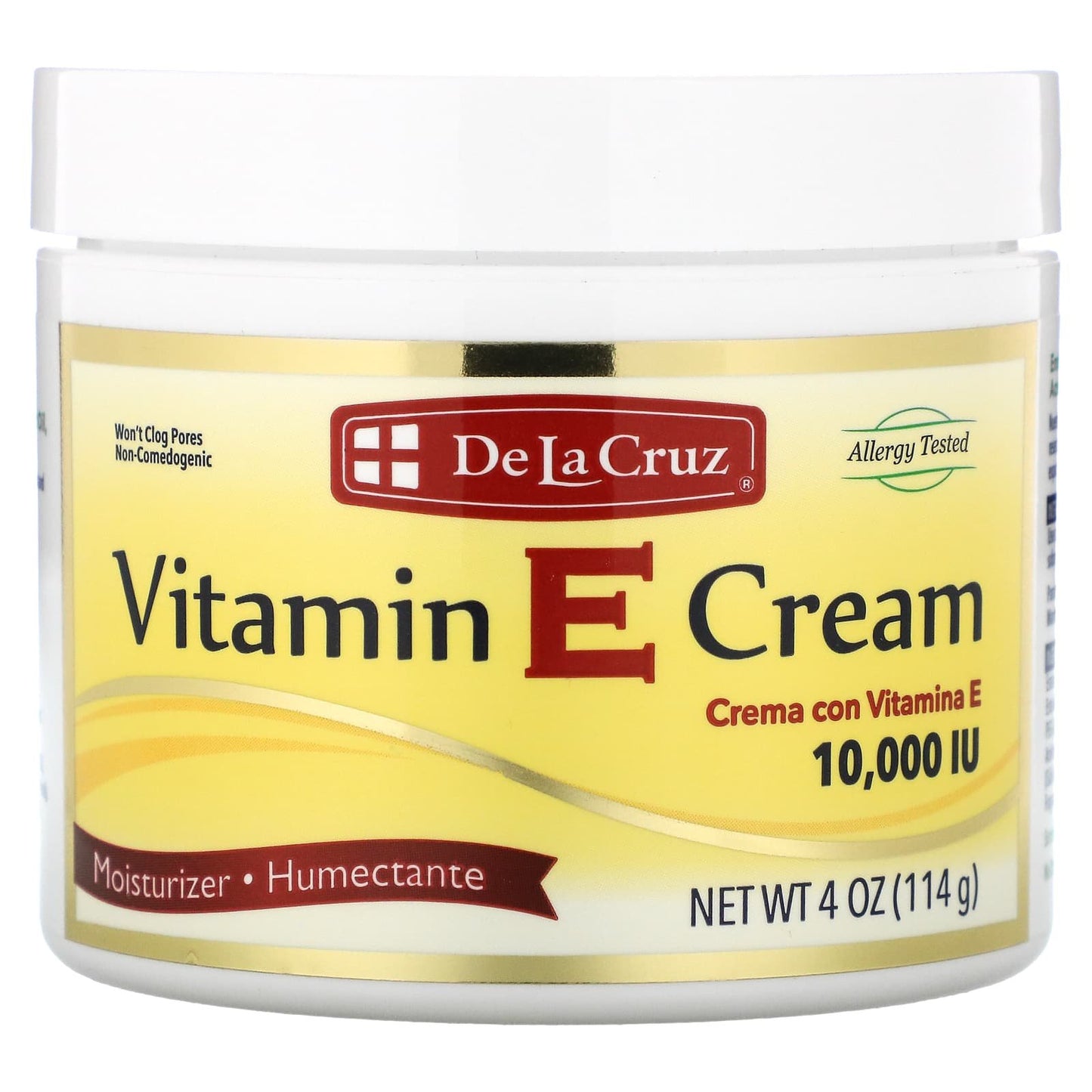 De La Cruz Vitamin E Cream skin moisturizer - 10,000 IU 4 oz (114 g)