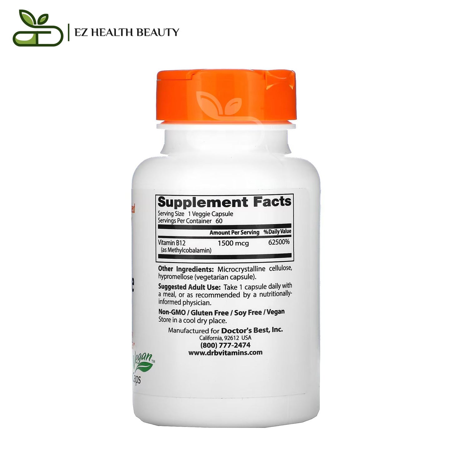 Doctor's Best Fully Active B12, 1500 mg, 60 Veggie Caps to reduce nervous stress