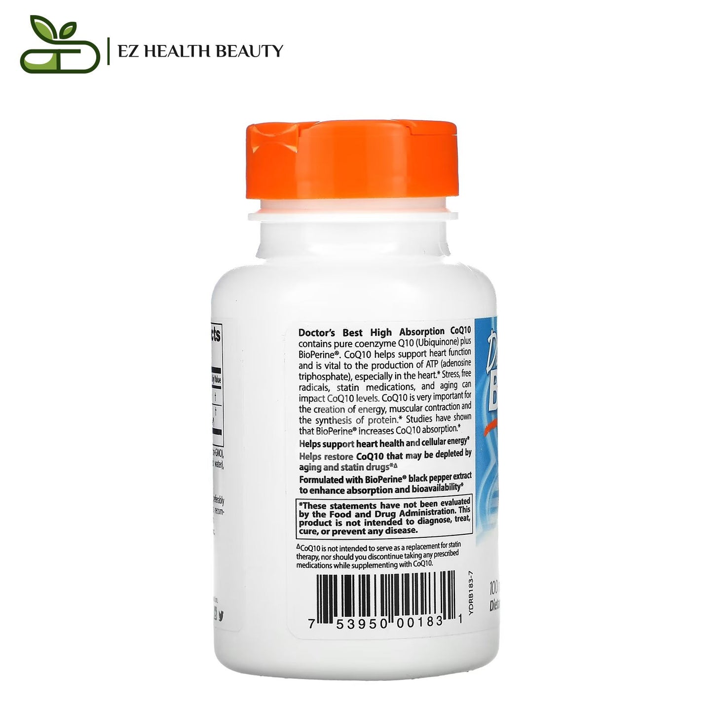 High Absorption CoQ10 with BioPerine To Support Heart and Energy Doctor's Best 100 mg 120 Softgels