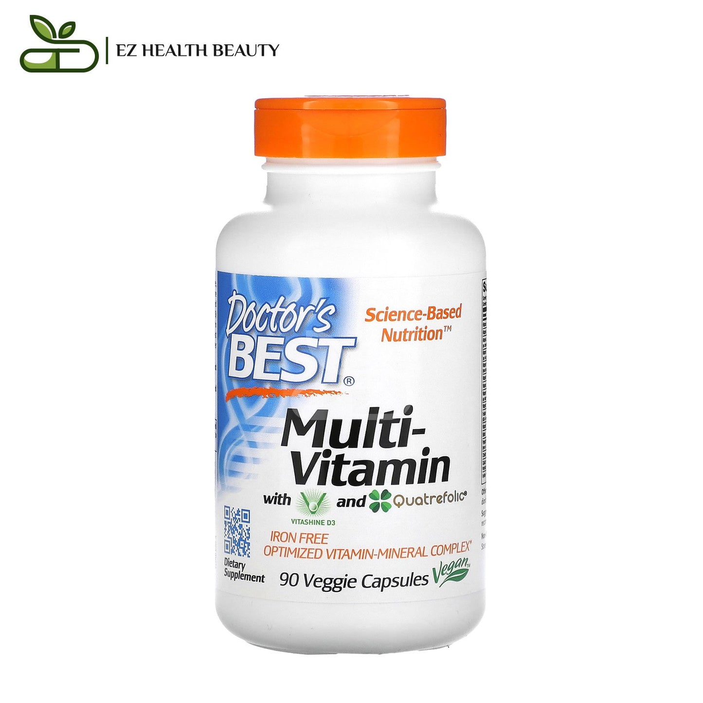 Multi Vitamin Pills with Vitashine D3 and Quatrefolic Iron Free Doctor's Best 90 Veggie Capsules