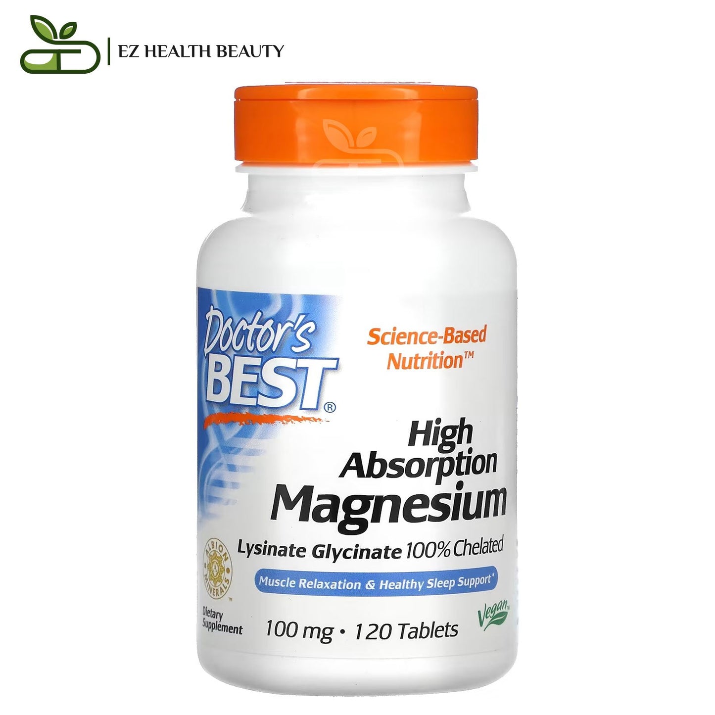 Doctor's best magnesium supplement for muscle relaxation and healthy sleep support - 120 tablets