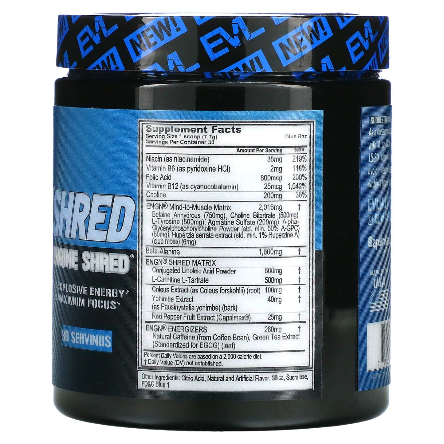 ENGN shred pre workout Engine Shred Blue Raz 231 g EVLution Nutrition