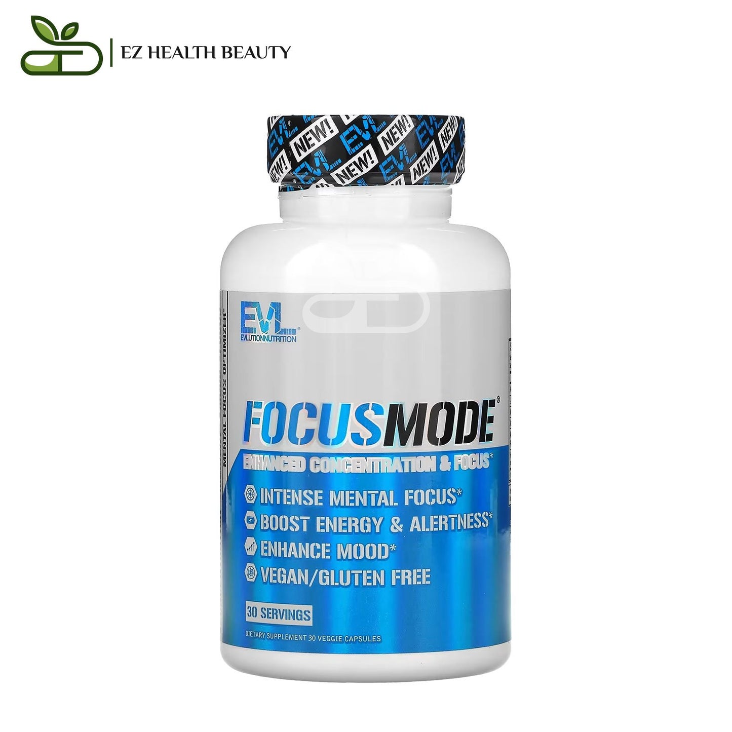 كبسولات فوكس مود لزيادة التركيز والطاقة 30 كبسولة نباتية EVLution Nutrition FocusMode capsules