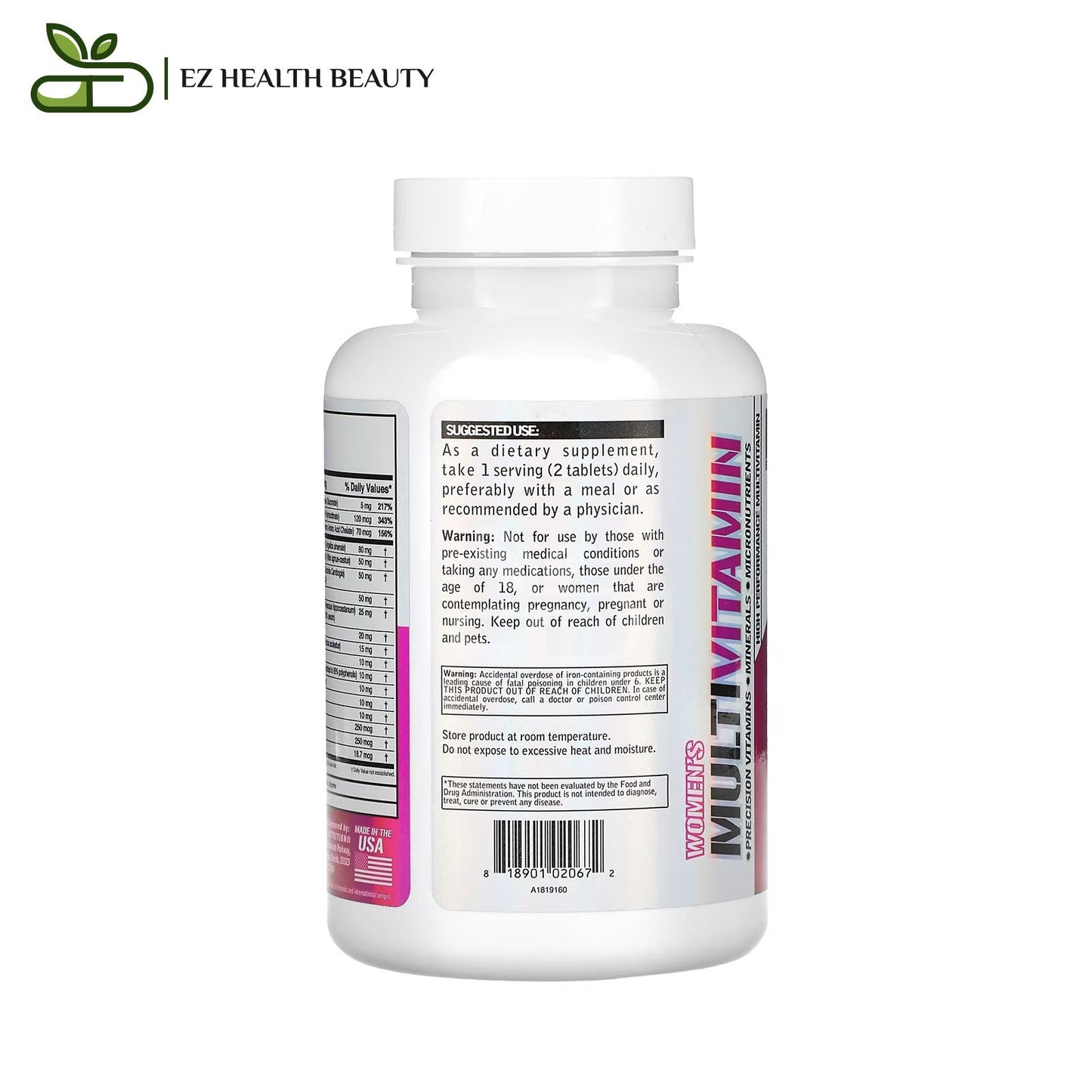 أقراص ملتي فيتامين للمرأة لتحسين الصحة العامة 120 قرص | EVLution Nutrition Women’s Multivitamin