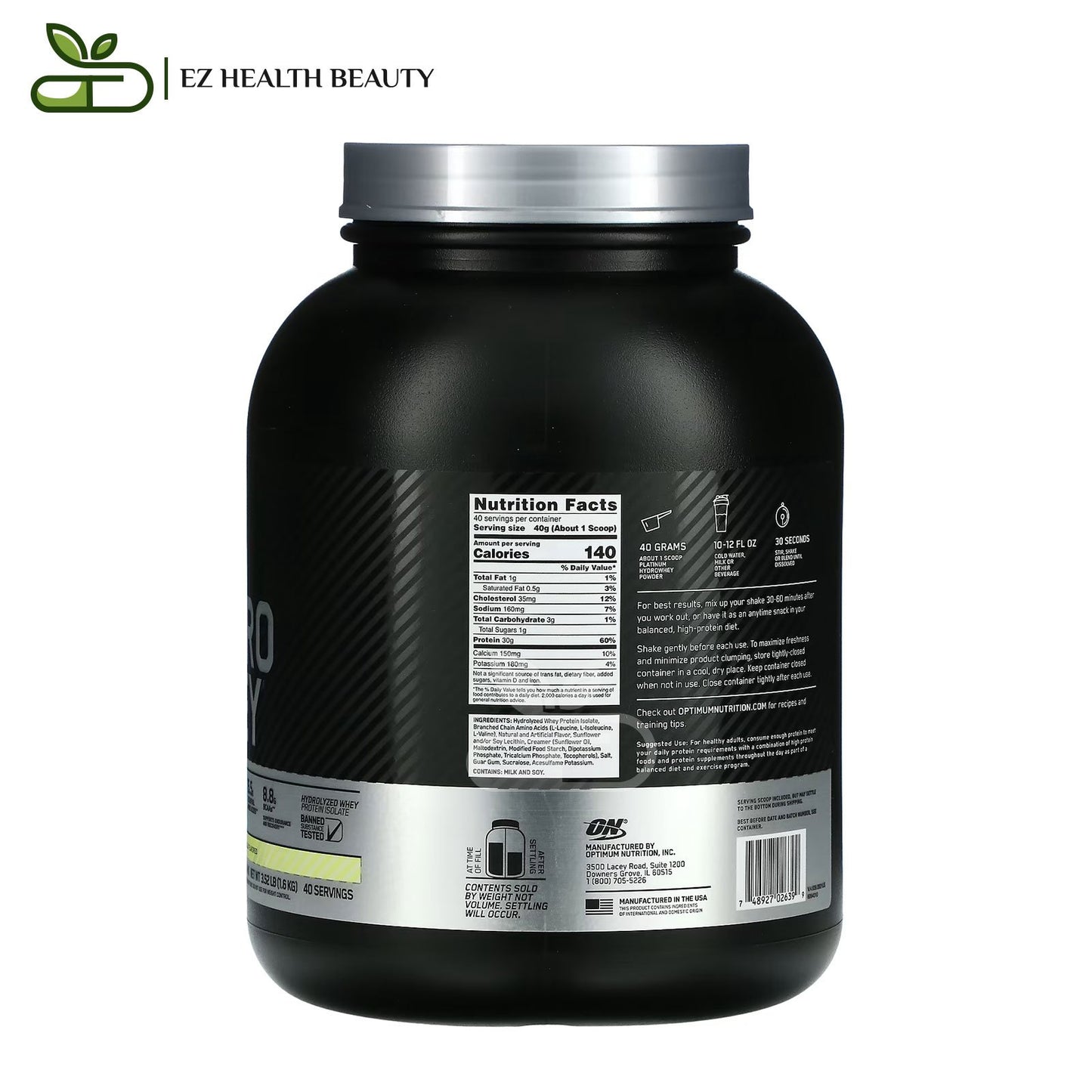 بروتين Platinum Hydrowhey بنكهة الفانيليا السريعة 1.6 كجم | هيدرو واي بلاتينيوم مكمل فعال لبناء العضلات