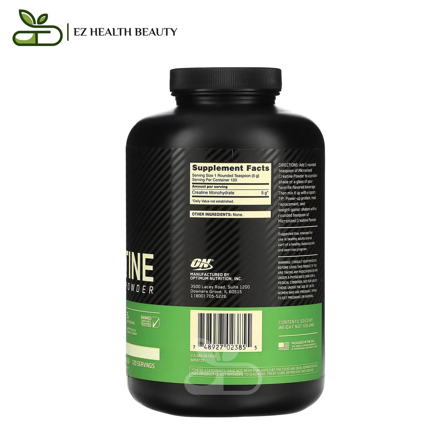 أوبتيموم نيوتريشن مسحوق الكرياتين دقيق الجزيئات لتقوية صحة الرياضيين 600 جرام – Optimum Nutrition Micronized Creatine Powder