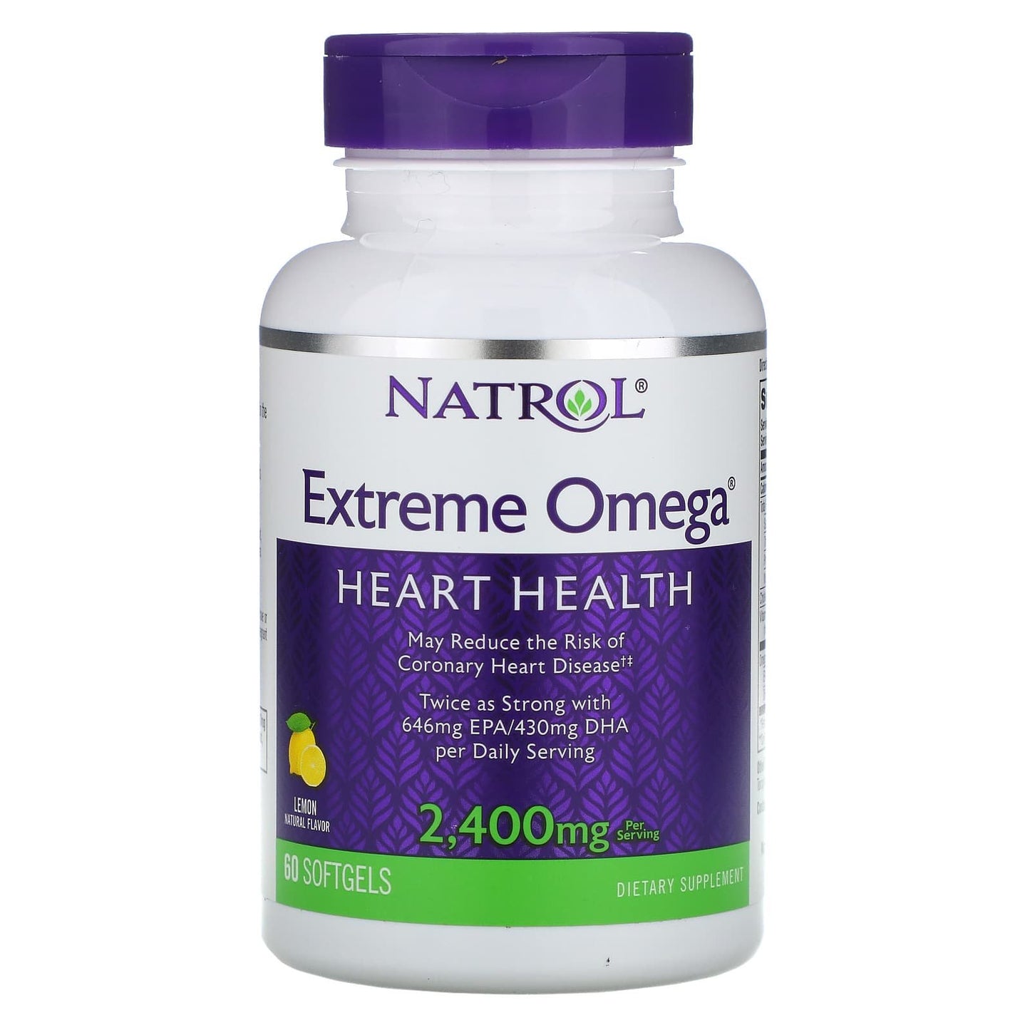 ناترول‏ كبسولات اوميغا 3 بنكهة الليمون لدعم صحة القلب Natrol extreme omega capsules عدد 60 كبسولة نباتية بتركيز 1200 مجم